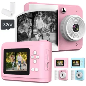 Portable Instant Camera, USB Rechargeable Instant Print Camera with Built-in Roll Paper, High-definition Screen Video Recording Camera, Perfect Gift for Children