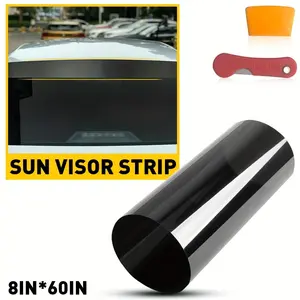 2Sets 8*60Inch Black Sun Visor Strip Windshield Banner Vinyl Long Lasting Premium Blank Decal Car Accessories