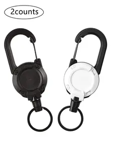 Retractable Keychain, Multifunctional Carabiner Badge Holder, Tactical ID Badge Reel with 60cm Steel Retractable Cord for Men and Women