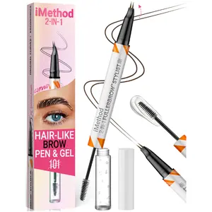 iMethod Curved Eyebrow Pen and Brow Gel Clear - Eye Brow Pencil with Hair Like Strokes for Natural Real-Looking Brows, Eyebrow Makeup for All-Day Defined, Waterproof, Smudge-proof