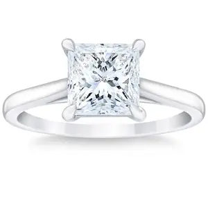 Certified 2 1/2Ct Princess Cut Diamond Engagement Ring 14k White Gold Lab Grown
