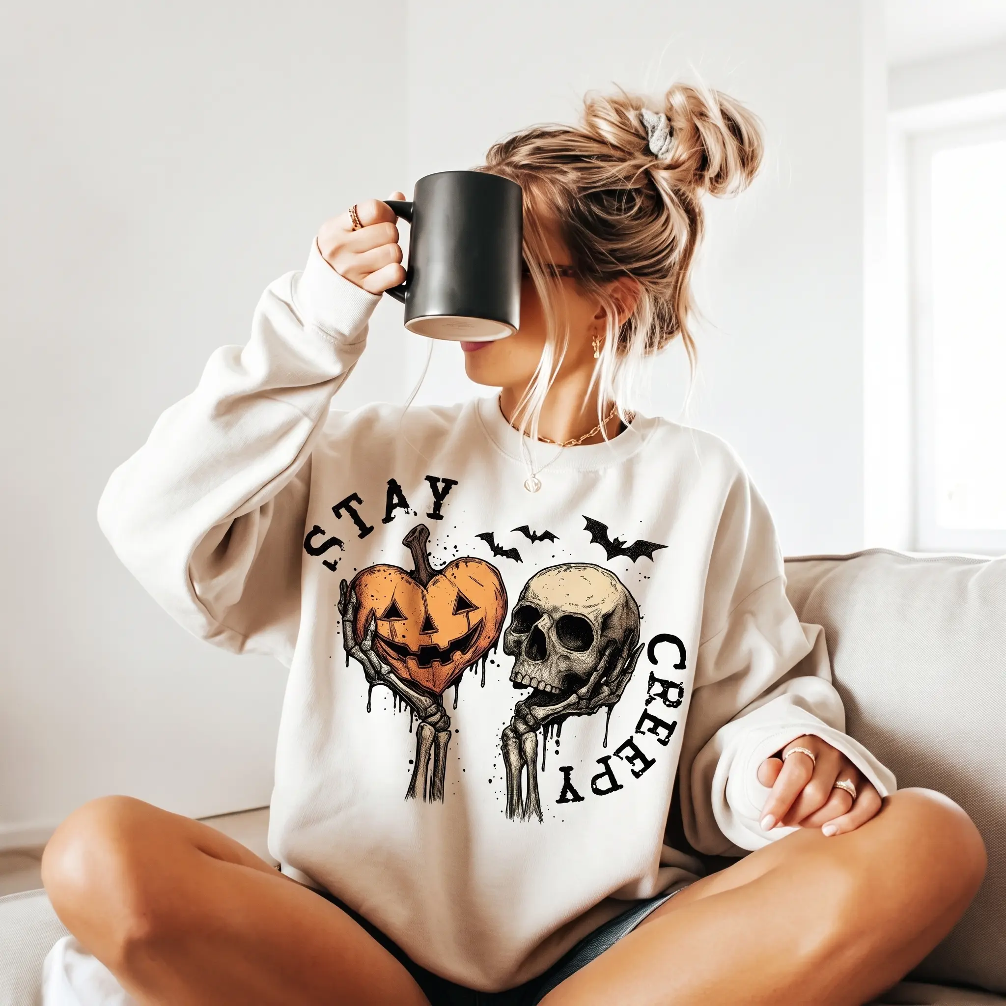Women's Halloween Hoodie - Retro Dripping Heart, Skeleton Hand, Weird Grunge Graphics, Skullfall Design, Nightmare Before Christmas Inspired, Comfortable Solid Fabric Casual Breathable Sweatshirt Costume Everyday Fit