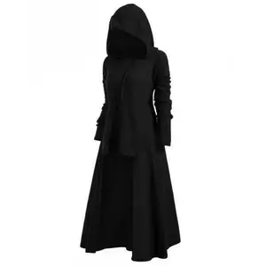 Autumn Witch Tunic Hooded Robe Cloak Knight Gothic Costumes Women Halloween Holiday Dress Up Party Fancy Dress Masquerade Ball