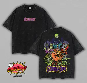 Scooby-Doo x Horror Classic 2-side Acid Washed Graphic tshirt, vintage shirts,Vintage Washed Oversized Tee, Retro Cartoon ,90s graphic tees,comic shirt,90s Graphic T-shirt graphic tees,men gifts, comic fan,Dailywear,Comic tshirt, MCU shirt,DC shirt