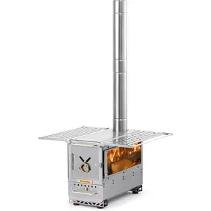 Naturehike Icefield Hot Tent Stove, Tabletop Camping Stove with Chimney Pipes, Outdoor Tabletop Fire Pit Folding camp wood