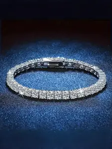 Unisex Titanium Steel Tennis Bracelet, Stackable Bracelets, Full Aaa Zirconia Rhinestones, Trendy Fashion Accessory, Perfect Gift Choice