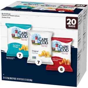 Cape Cod Potato Chips Variety Pack, 1 Oz, (Pack of 20) Snack Crunch Crispy Salt