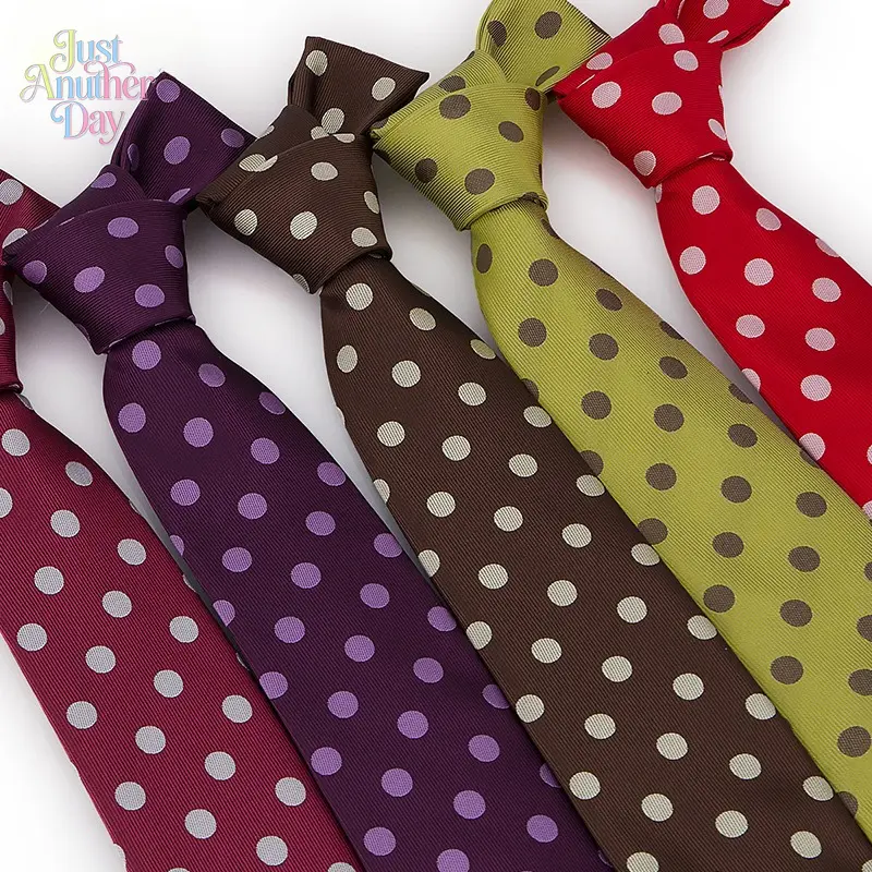 Men's Polka Dot Neckties, Premium Polyester Yarn-Dyed Woven Ties, Colorful Dotted Pattern Neckwear for Business & Casual Occasions