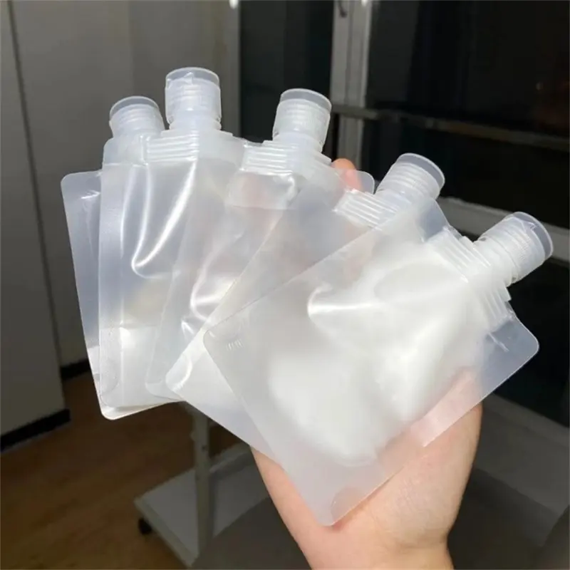 10pcs Refillable Flat Pouch, Travel Pouches, With Paste Bottle Travel Liquid Clear Plastic Packaging Bag, Used For Shampoo/Shower Gel/Hand Sanitizer Travel Toiletries, Travel Bottle Organizer, Packing Essentials For Travel