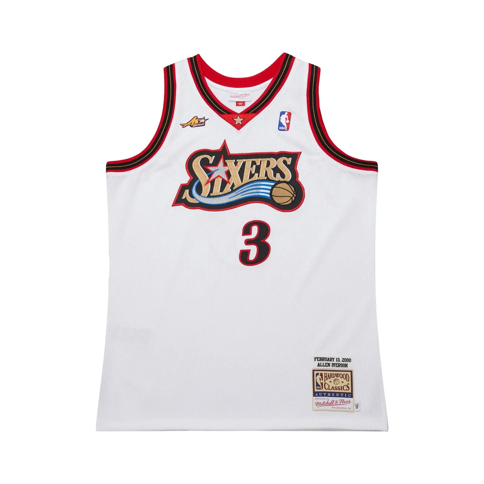 Allen Iverson Philadelphia 76ers White 2000 NBA All-Star Game Authentic Jersey Throwback Basketball Hardwood Classics Fan Gear Mitchell & Ness