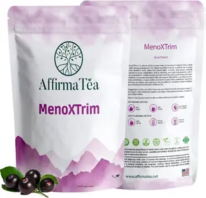 MenoXTrim Organic Menopause Relief: Hormone Balance | Bloating | Hot Flashes | Excess Water | Midlife Belly | Yerba Mate, Dandelion, Nettle Leaf, Lemon Balm, Turmeric, Ginger | Natural Açai Flavor.