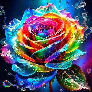 1PCS Rainbow Rose Diamond Painting Kit DIY Crystal Rhinestone Embroidery Arts Craft Home Wall Decor Gift