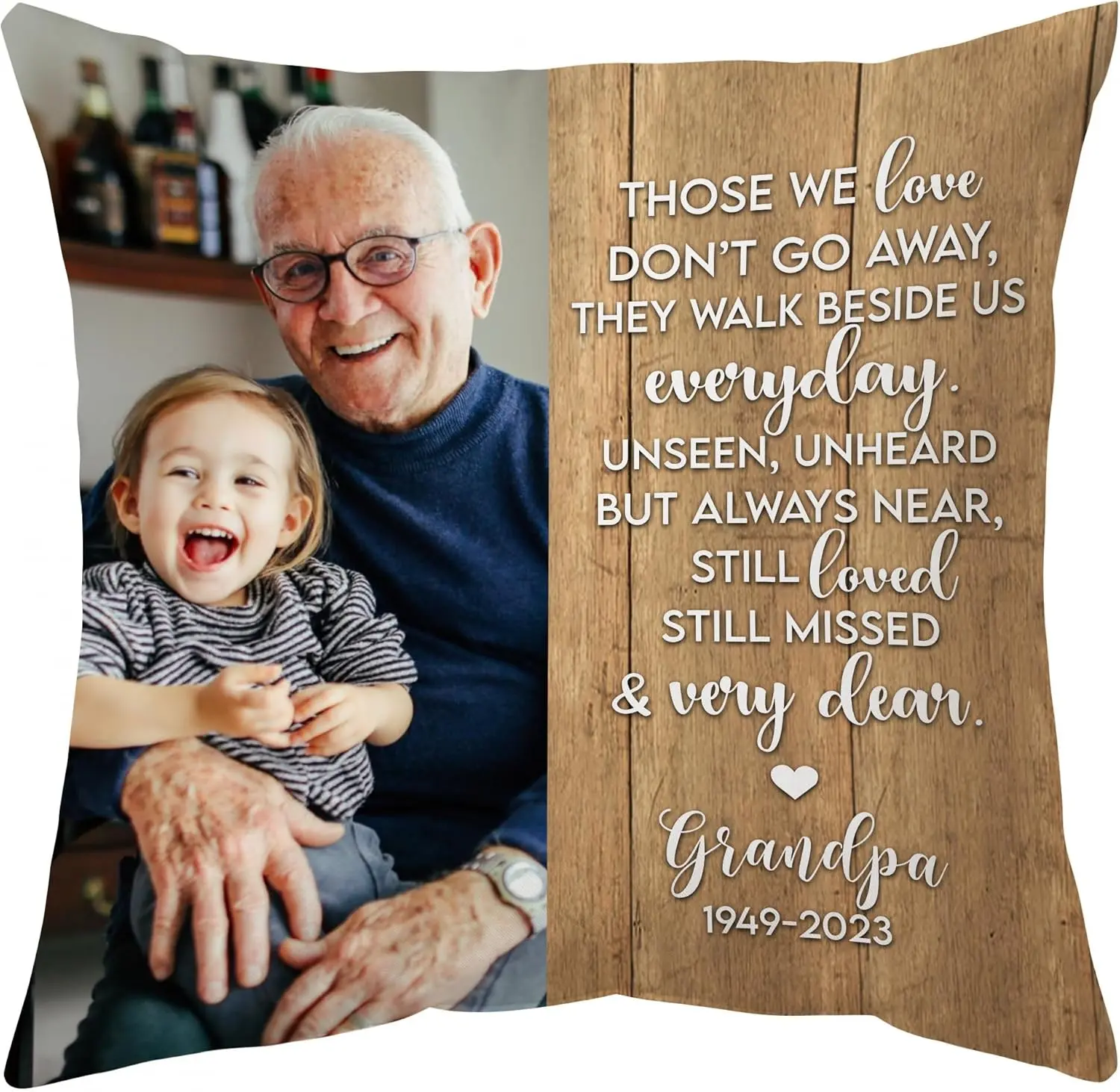 Personalized Memorial Sympathy Pillow with Insert 12"x12" Double-Sided Printed Gifts for Loss of Loved One - Remembrance Bereavement Gifts - Custom Photo Sofa Couch Cushion Home Decor Pillow