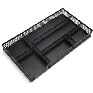 Drawer Organizer, Desk Organizer, Black Metal Mesh Drawer, Desk Drawer Organizer for  Office and School,11.02X 6.10 X 1.38 Inch,Black