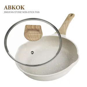 Aluminum Frying Pan, 1 Piece Non-stick Skillet with Wooden Handle, Kitchen Essential Durable Cookware for Frying, Nonstick Skillets, Nonstick Cooking Tools, Suitable for Induction & Gas Stoves