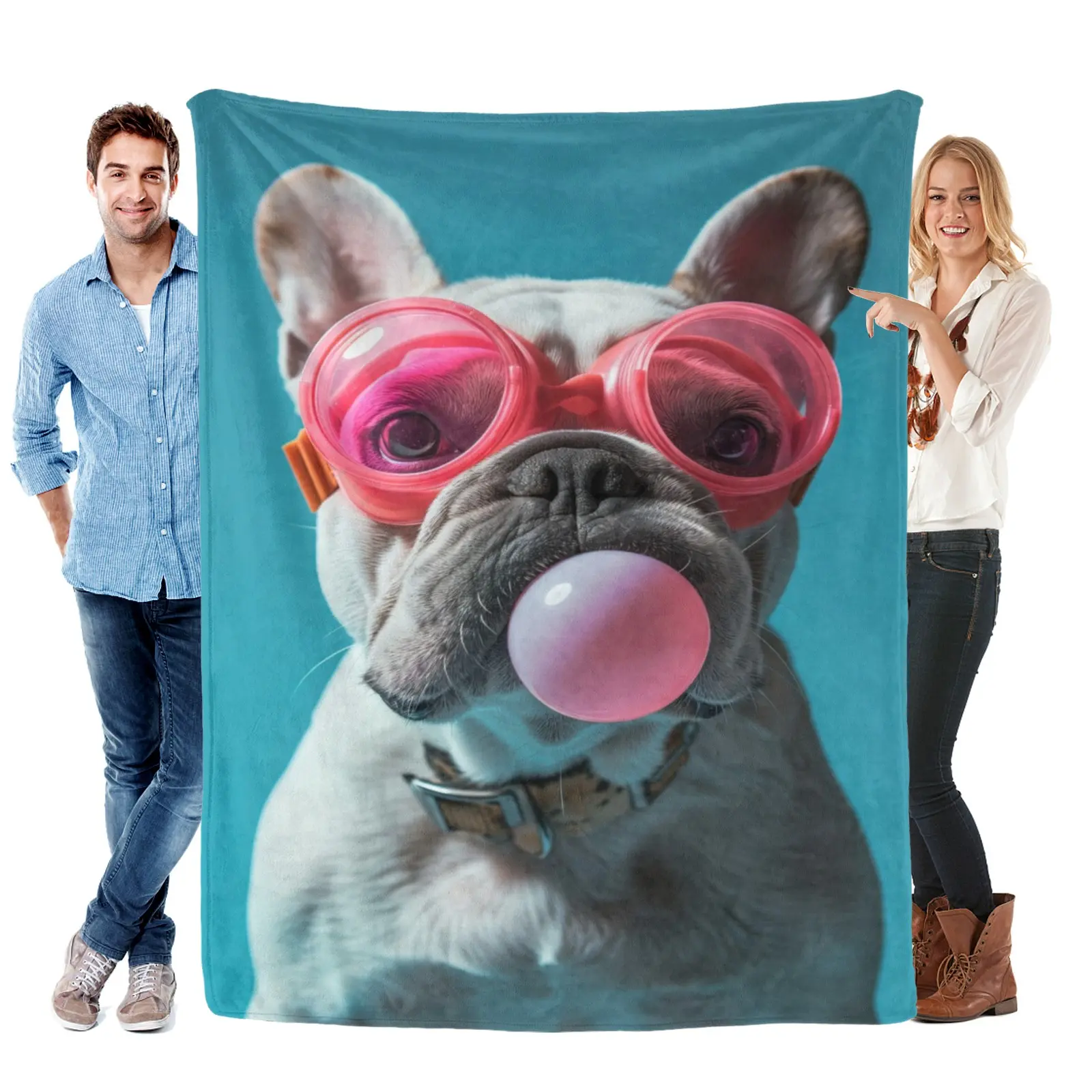 Trendy French Bulldog Blanket, Cool Dog Meme Design, Ideal for French Bulldog Lovers