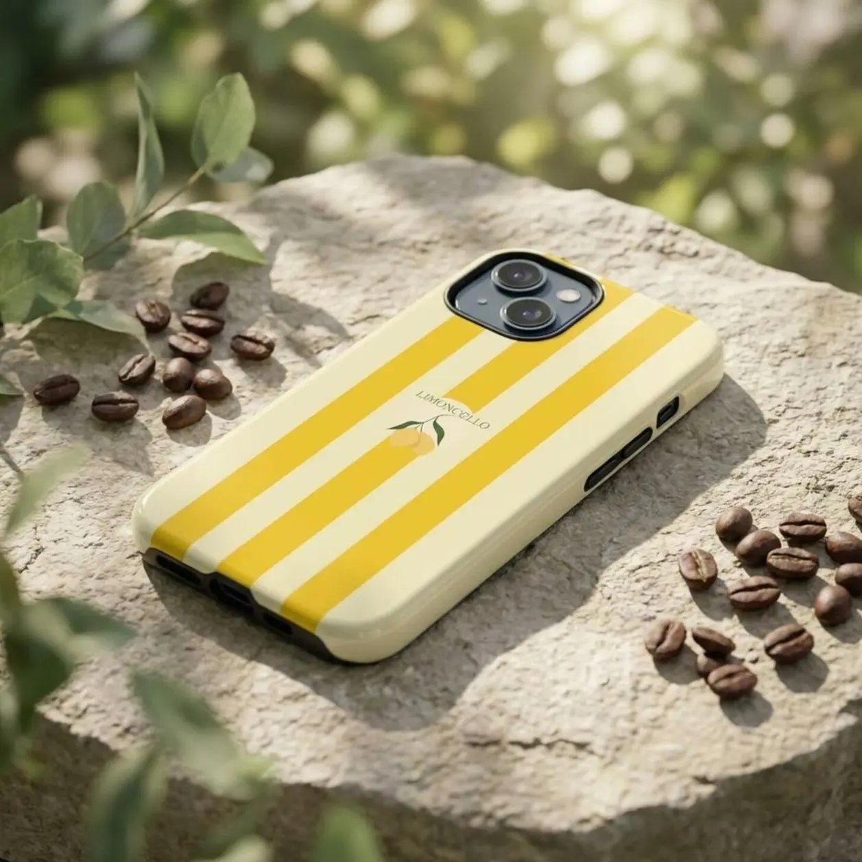 Limoncello Phone Case, Italian Lemon Striped iPhone Case, Amalfi Coast Aesthetic Cover, Summer Citrus Tough MagSafe Case