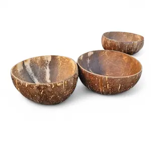 2PCS Natural Coconut Shell Bowls - Eco-Friendly Coconut de Coco 5 Inch | Handmade Calabash Bowls for Santería, Spiritual Rituals & Home Decor