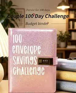 100 Envelope Challenge Binder with Lock, Home & Festive Party Supplies Budget Binder for Savings Organization