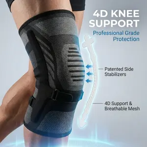 4D Knee Brace with Side Stabilizers for Men & Women, Adjustable Compression Knee Support for Running, Gym, Basketball, Arthritis, Meniscus, ACL Recovery & Joint Pain Relief