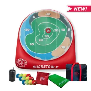 BucketGolf Pop N Pitch Golf Game with Customizable Velcro Bullseye & Course for Indoor Outdoor Fun