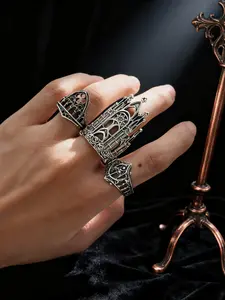 Halloween Gothic Cathedral Adjustable Open Ring - Vintage Silver Spooky Statement Jewelry Vintage Rings Jewelry Punk Style Ring Dark Aesthetic Rings