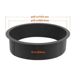 VEVOR Fire Pit Ring,  45-Inch Outer/39-Inch Inner Diameter, 10inch Height Fire Pit Insert, Heavy Duty Carbon Steel Liner DIY Campfire Ring above or In-Ground, for Outdoor Camping, Bonfires