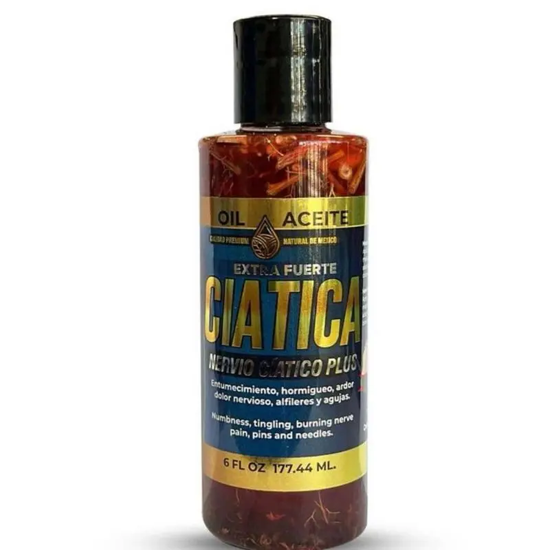 Extra Fuerte Nervio Ciatico (Sciatica) Oil, 6oz Natural Mexico Herbal Cosmetic Blend, Body Care Single Item, Intensive Soothing Skin Repair Moisturizer