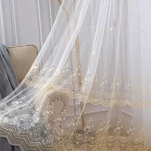Modern Simple Embroidered Dustproof Insulated Polyester Curtains, Kitchen and Dining Room Decor, Pure Color Transparent Window Shade, Home Textile