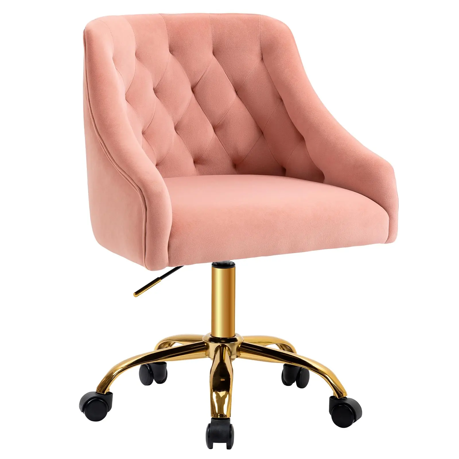 MOJAY Velvet Office Swivel Chair, Criss Cross Chair, Vanity Fabric Desk Pretty Fancy Gold Office Chairs for Girls, 360°Swivel Height Adjustable Reception Chair, ELEGANT & COMFORTABLE, MODERN STYLE