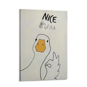 Funny Duck Bathroom Wall Art,Humorous Canvas Wall Decor Painting,Minimalist Farmhouse Cute Goose Animal Print Posters Pictures for Bathroom Restroom