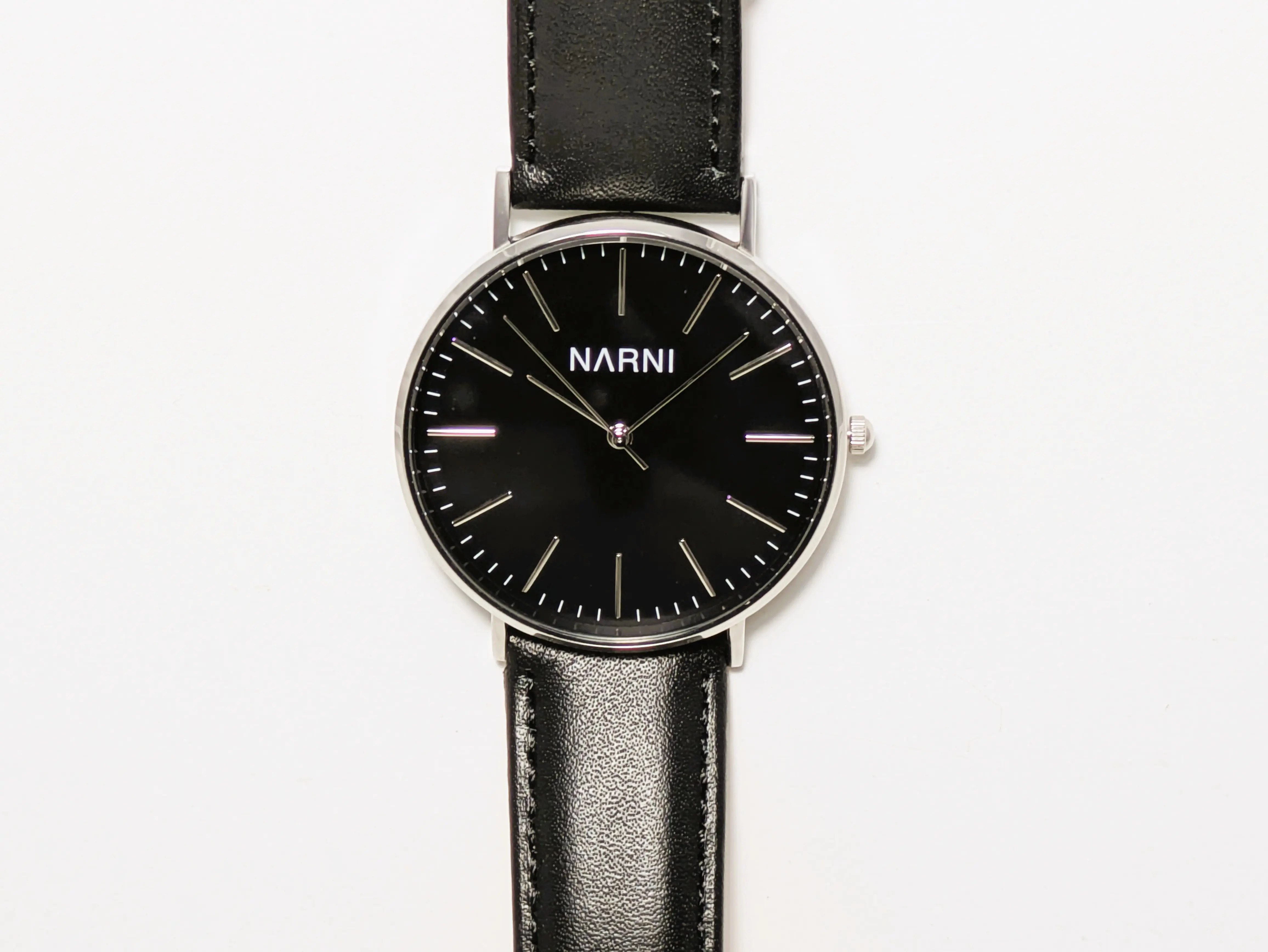 Narni Core Black Minimalist Watch – Ultra-Thin 8mm Stainless Steel Quartz Everyday Wristwatch