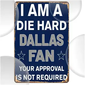 Vintage Style Dallas Fans Metal Wall Art Sign Signage, 8"x12" Wrought Iron Decor for Bar, Cafe, Garage, Farmhouse, College Dorm, and Man Cave