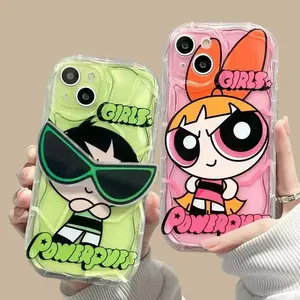 Glasses Bracket The P-Powerpuff Girls Wave Silicone Edge Case for iPhone 17 16 15 14 13 12 Mini 11 Pro Max XS X 8 7 Plus Cover