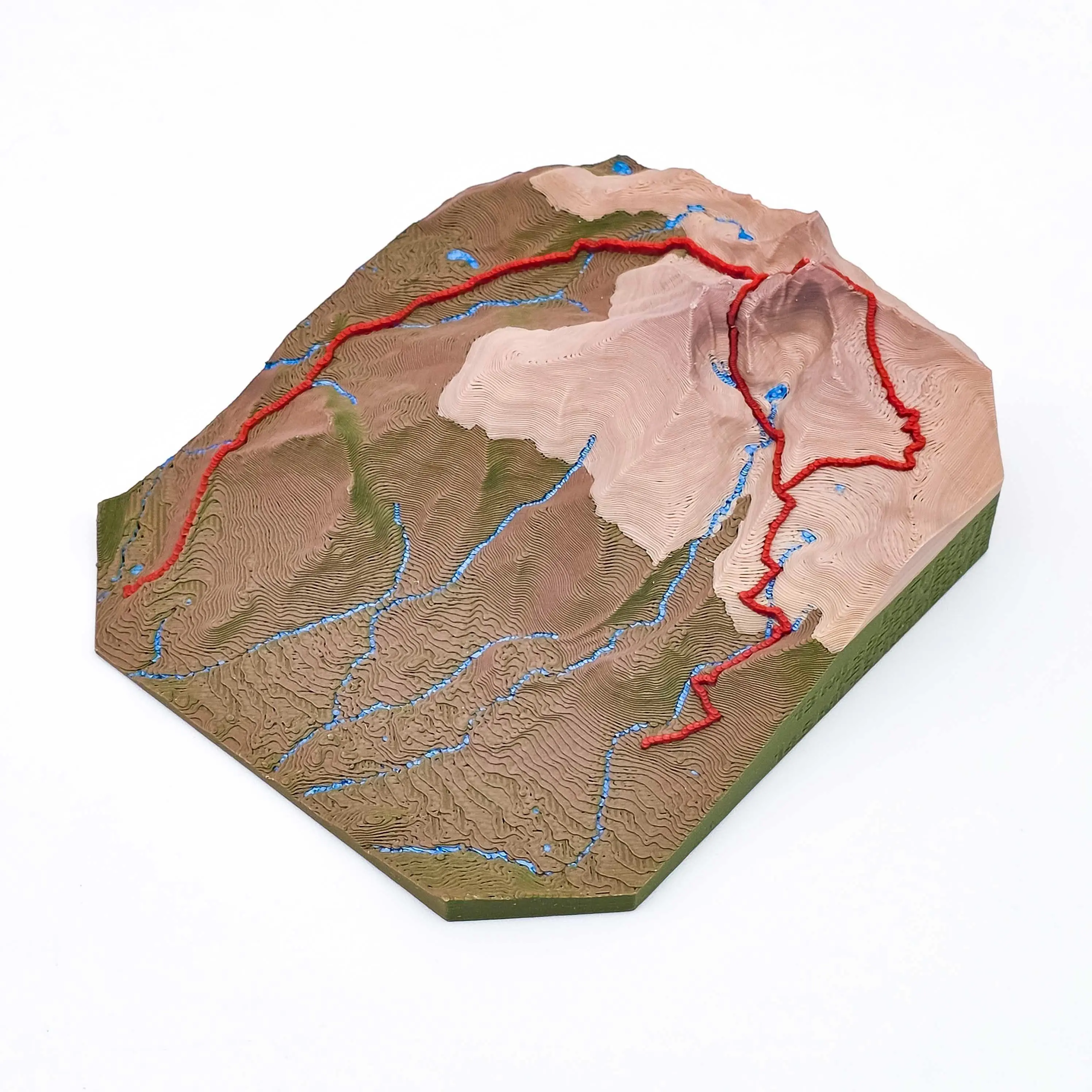 Longs Peak - All Climbing Routes - 3D Printed Topographical Map - TrailSculpt