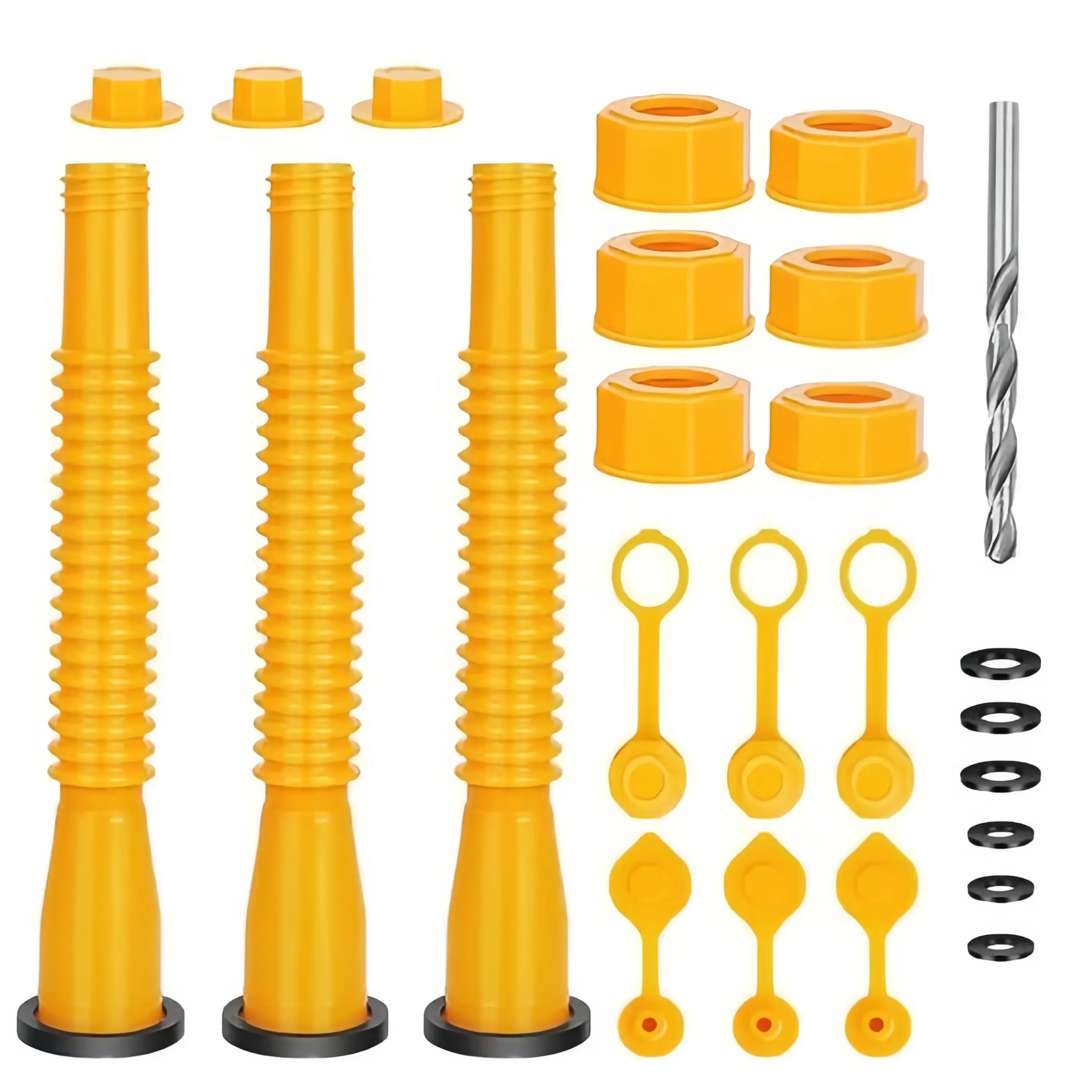 【Summer Survivals】Upgraded Gas Can Spout Replacement Kit - 3 Yellow Flexible Pour Nozzles for 1/2/5/10 Gal Fuel Cans (Automotive)