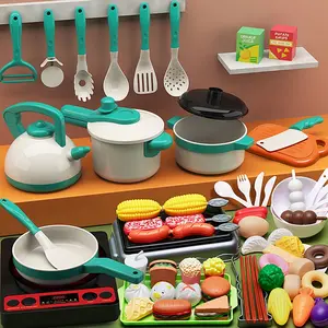 Kids Kitchen Toy Set, Toddler Play Kitchen, 73pcs Pretend Cooking Playset with Pots, Utensils, Cookware, Food, Play Kitchen Accessories, Learning Gift for Ages 3+, Christmas Birthday Present