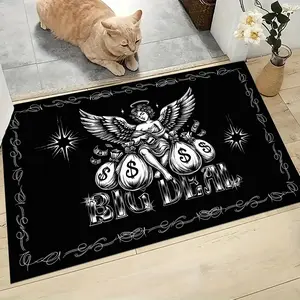 Money Angel Welcome Mat, Long Rectangular Decorative Area Rug, Home Decor Rug, Indoor Welcome Mat, Entrance Door Mat for Living Room Bedroom Kitchen Outdoor Areas