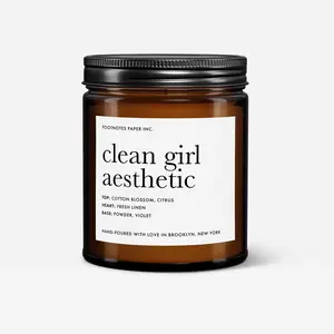 Clean Girl Aesthetic Candle | Cotton, Fresh Linen, Powder, Floral Decor Glass Jar, Light up any room, cozy scent, luxury fragrance candles