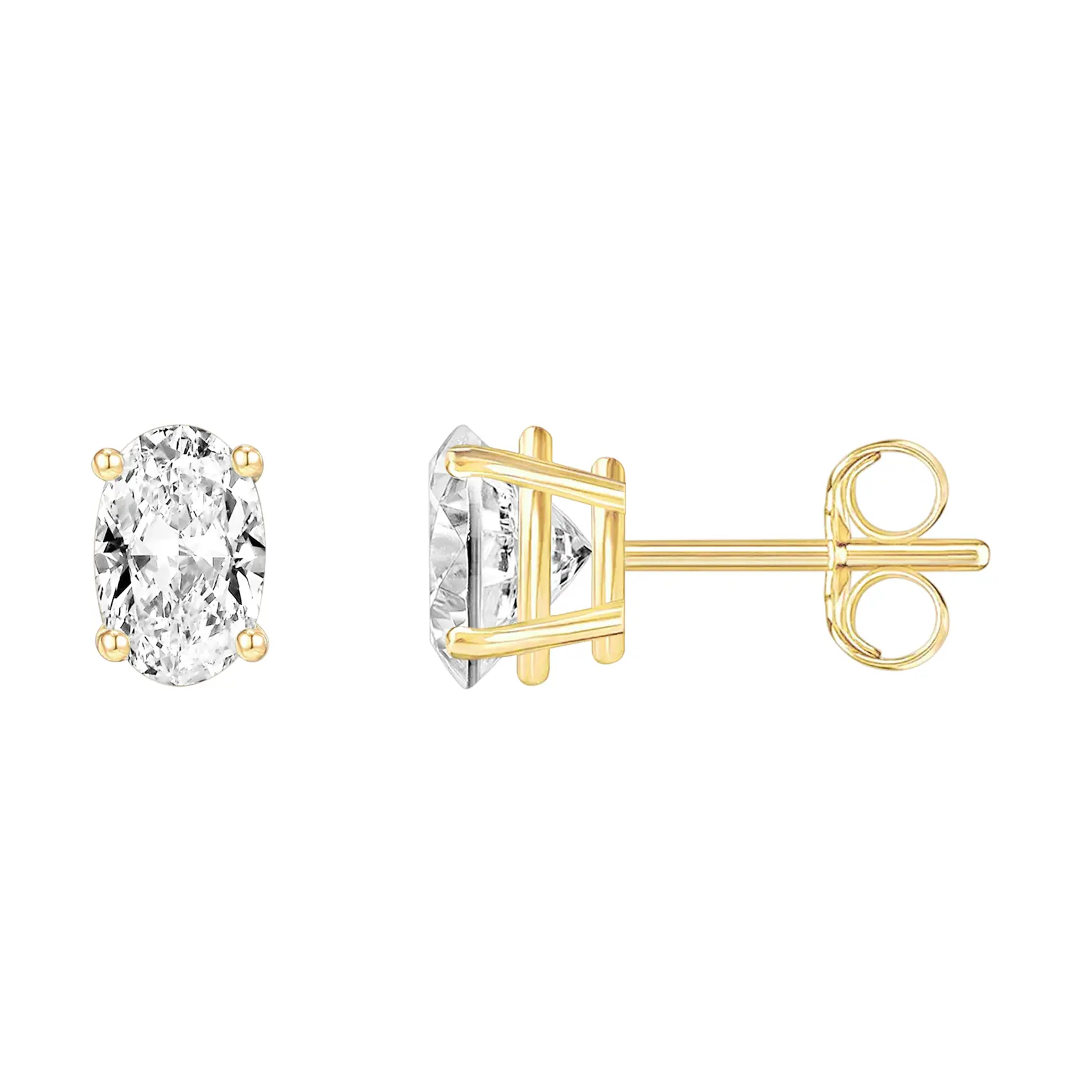 PAVOI 14K Gold Plated 925 Sterling Silver Cubic Zirconia Stud Earrings for Women - Simulated Diamond CZ Earrings