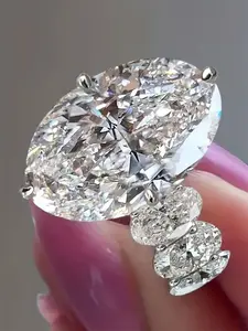 1 PC Luxury Cubic Zirconia Ring For Women For Wedding Engagement Party Jewelry Valentine's Day Gift Teardrop Bridal Rings