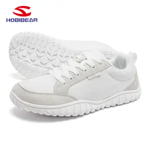 HOBIBEAR Unisex Wide Athletic Barefoot Shoes for Men Women Outdoor Trail Running Walking Shoe with Breathable Mesh Upper Non-Slip Rubber Sole and Multi-Hole Lace-Up Design