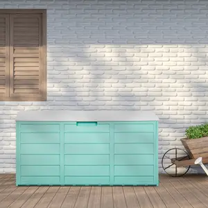 Outdoor Garden Plastic Storage Deck Box Chest Tools Cushions Toys Lockable Seat-75gal 260L Durable UV Resistant Weatherproof with Wheels for Patio & Lounge Furniture