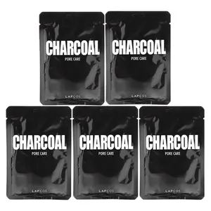 Lapcos Charcoal Beauty Sheet Mask Set, Pore Care, 5 Sheets, 0.84 fl oz (25 ml) Each