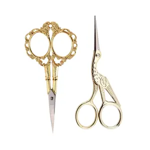 2Pack 4.5" Stainless Steel Sharp Tip Plum Blossom Scissors and Classic Stork Scissors Crane Design Sewing DIY Tools Dressmaker Shears Scissors for Embroidery, Craft, Needle Work, Art Work & Everyday Use (Gold) - Tools & Hardware.