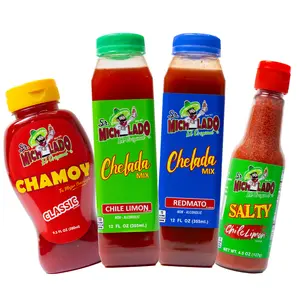 Chelada Mix Bundle 4pcs (Chile Limon & Redmato) - Sr. Michelado - 12oz Chelada Chile Limon, 12oz Chelada Redmato, 4.5oz Salty Chile Limon, 9.5oz Chamoy Classic