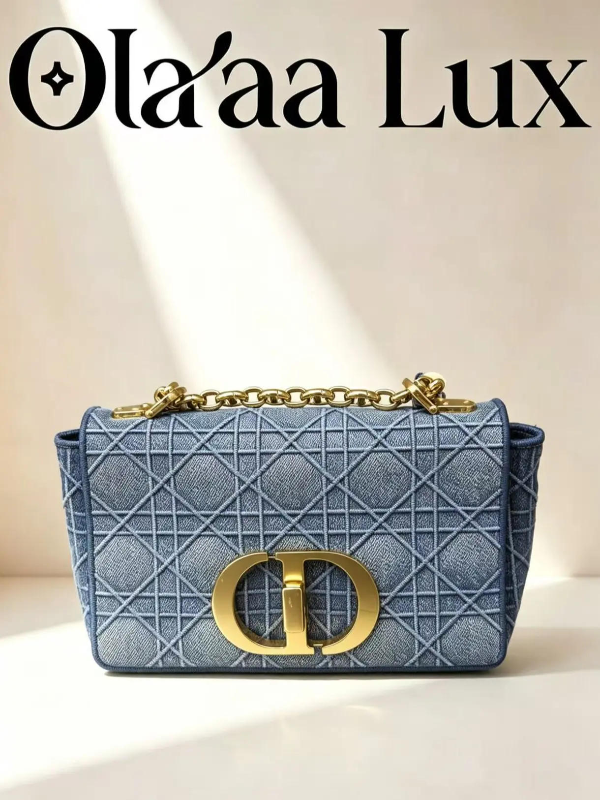 Pre-owned Dior Blue Denim Cannage Montaigne Chain Bag