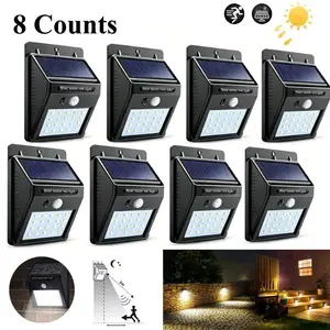 8-Pack 20led Wireless Waterproof Solar Motion Sensor Wall Light, Ideal for Fences, Patios, Decks, Gardens, Outdoor Decor Lighting
