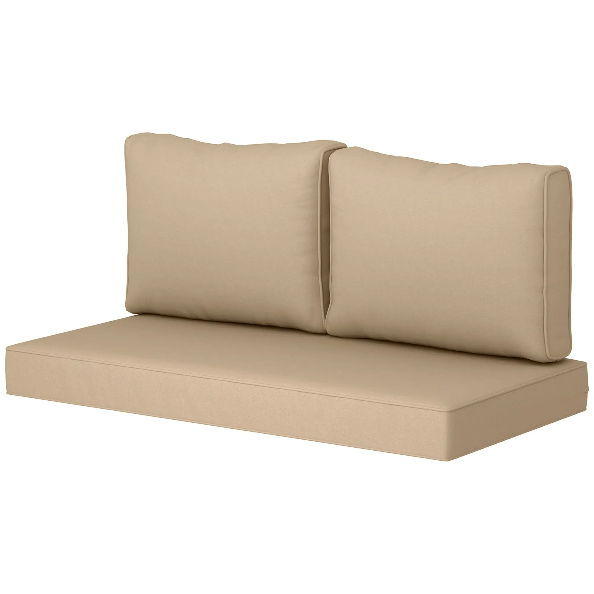2 Seat Patio Furniture Cushions, 46x26x5 in, Thick Outdoor Loveseat Cushion Set with Removable Cover, Fade-Resistant Replacement Cushions for Outdoor Furniture, Couch, Bench, Swing, Beige