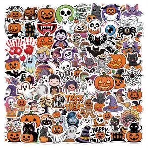100PCS Halloween Stickers Non-Repeating Vinyl Waterproof Designs Pumpkin Bat Witch Candy for Party Favors Goodie Bags Classroom Crafts Holiday Gifts for Kids Youth Adults